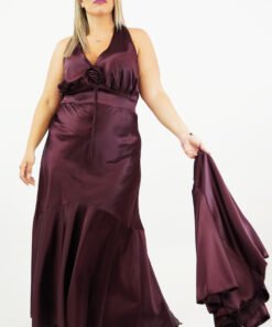 Φόρεμα μάξι εξώπλατο σε σατέν ελαστικό ύφασμα