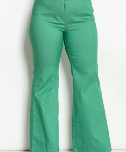 Παντελόνι Καπαρντίνα Καμπάνα Ελαστικό Με Κουμπί Και Λάστιχο Στη Μέση Πράσινο