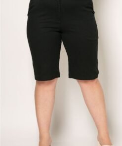 Παντελόνι Βερμούδα Καπαρντίνα Με Κουμπί Και Λάστιχο Στη Μέση Μαύρο