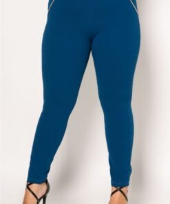 Παντελόνι Κρεπ Ελαστικό Με Λεπτομέρεια Φυτίλι Πετρόλ