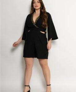 Φόρμα Ολόσωμη Shorts Με Τύπωμα Και Ανοίγματα Μαύρο