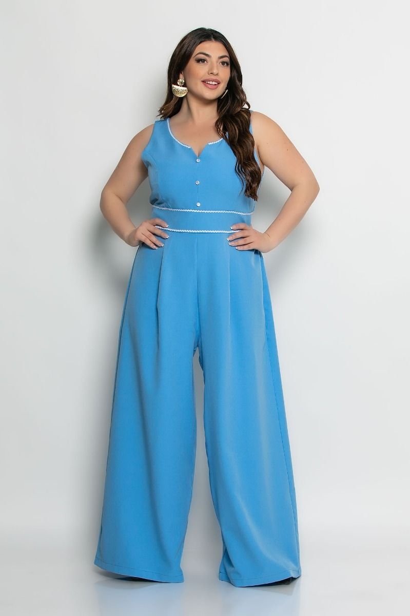 Φόρμα Ολόσωμη Αμάνικη Με Λεπτομέρεια Τρέσα Baby Blue