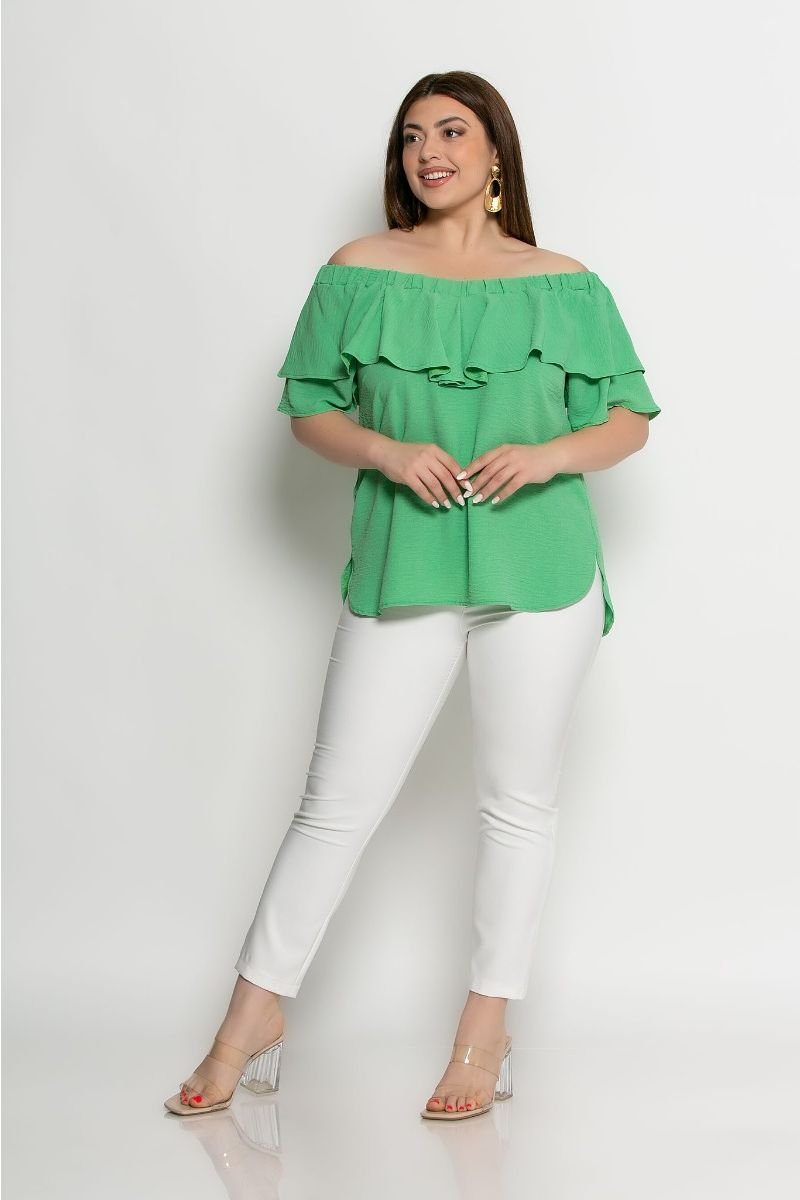 Μπλούζα Amaretto Με Λάστιχο Και Βολάν Μέντα