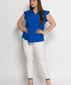 Μπλούζα Αμάνικη Με Βολάν Και Κουμπιά Στο Στήθος Ρουά