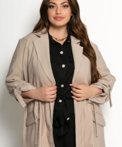 Σακάκι Jolie Με Γιακά Και Σούρα Στη Μέση Μπεζ