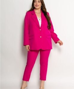 Σακάκι Jessica Με Γιακά Και Χρυσά Κουμπιά Φούξια
