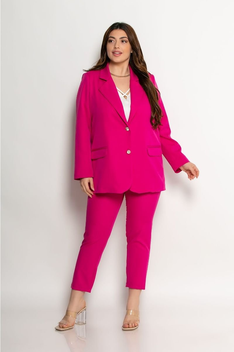 Σακάκι Jessica Με Γιακά Και Χρυσά Κουμπιά Φούξια