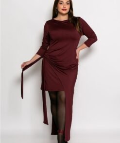 Φόρεμα Mainstream Ασύμμετρο Με Άνοιγμα Μπορντώ