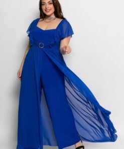 Φόρμα Ολόσωμη Με Στρογγυλή Αγκράφα Και Πέπλο Μουσελίνα Ρουά