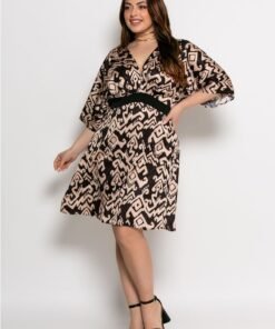 Φόρεμα Ezra Dress Midi Σατέν Μαύρο Μπεζ