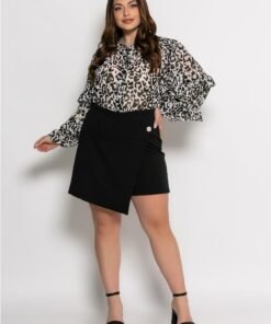 Skort Amy Φούστα Σόρτς Φάκελος Με Διακοσμητικό Κουμπί Μαύρο