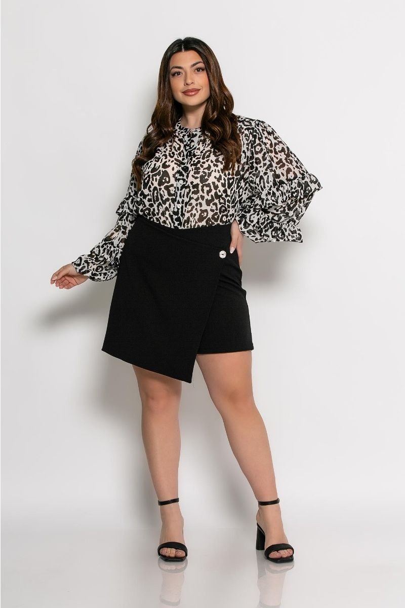 Skort Amy Φούστα Σόρτς Φάκελος Με Διακοσμητικό Κουμπί Μαύρο