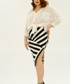 Φούστα μίντι ριγέ σε Diagonal ελαστικό ύφασμα,