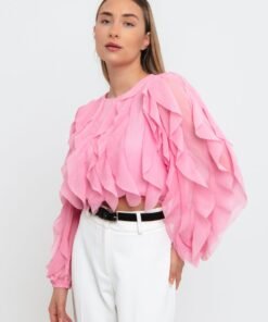 Μπλούζα Cropped με Βολάν