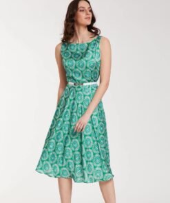 Φόρεμα Εμπριμέ Σατέν Με Ζώνη