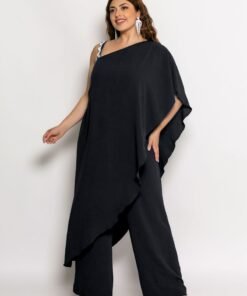 Φόρμα Ολόσωμη Mango Με Ένα Έξω Ώμο Και Τρέσα Μαύρο