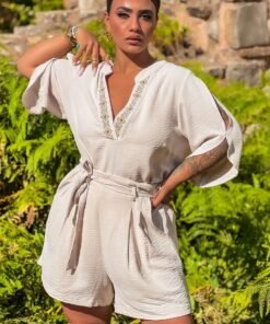 Παντελόνι Shorts Coral Με Λάστιχο Και Ζώνη Ρουά