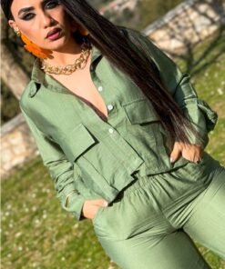 Πουκάμισο Boston Τύπου Λινό Χακί